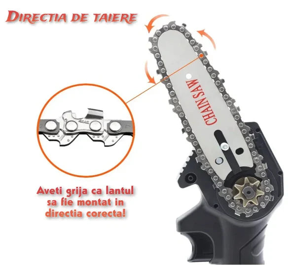 Drujba Electrica 6 inch(15cm) + 2 x Baterii 48V + 2 x Lama + 2 x Lant + Incarcator+ Geanta de transport